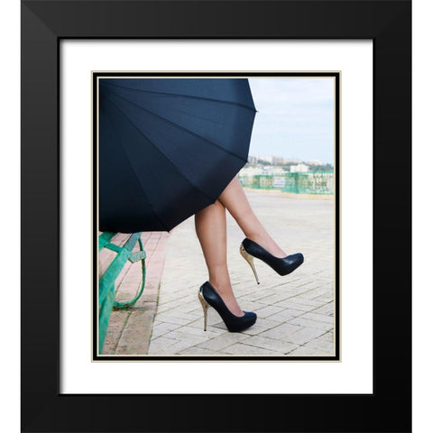 Coffee Break Black Modern Wood Framed Art Print with Double Matting by Apanaviciene, Renata
