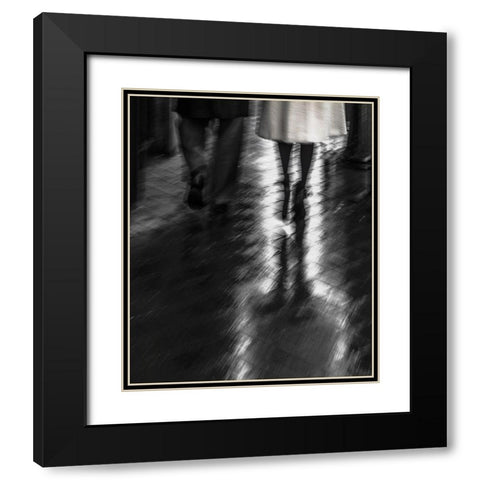 Walking In The Rain Black Modern Wood Framed Art Print with Double Matting by Claes, Gilbert