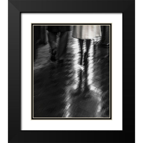 Walking In The Rain Black Modern Wood Framed Art Print with Double Matting by Claes, Gilbert