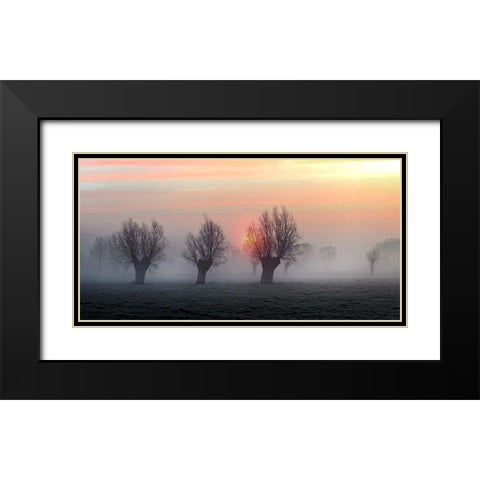 The Shadow Of Time Black Modern Wood Framed Art Print with Double Matting by Flour, Piet