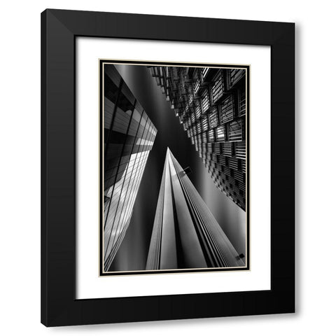 Light Pyramid Black Modern Wood Framed Art Print with Double Matting by Azevedo, Olavo