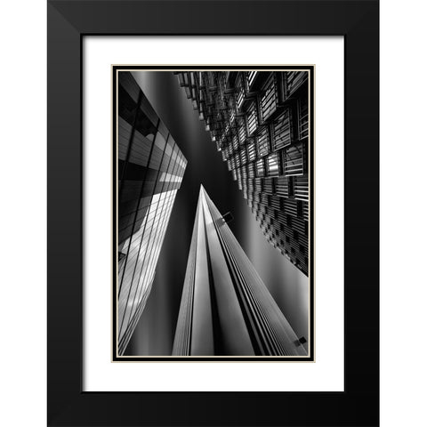 Light Pyramid Black Modern Wood Framed Art Print with Double Matting by Azevedo, Olavo