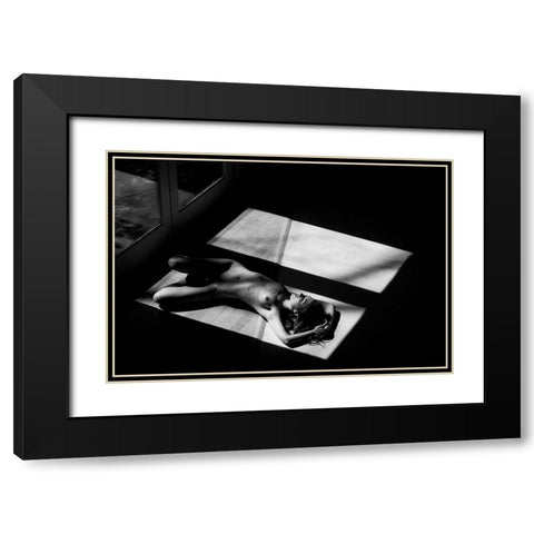 Half Black Modern Wood Framed Art Print with Double Matting by JAE