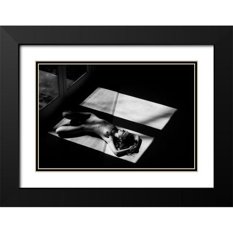 Half Black Modern Wood Framed Art Print with Double Matting by JAE