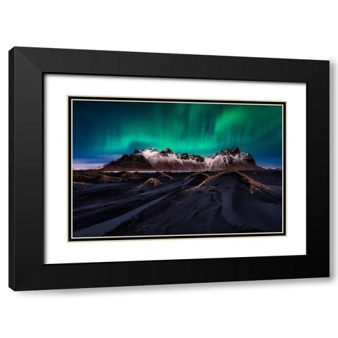 Enchanted Stokksnes Black Modern Wood Framed Art Print with Double Matting by De La, Javier