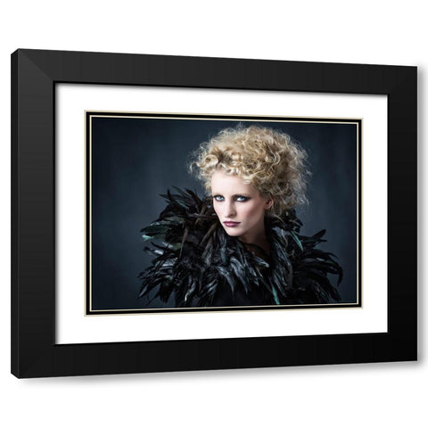 Feathered Fredau Black Modern Wood Framed Art Print with Double Matting by Catchlight Studio
