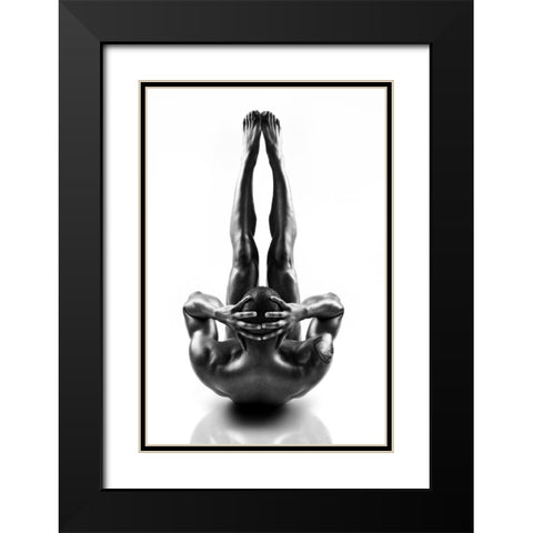 Metallic Nude 1 Black Modern Wood Framed Art Print with Double Matting by JLP