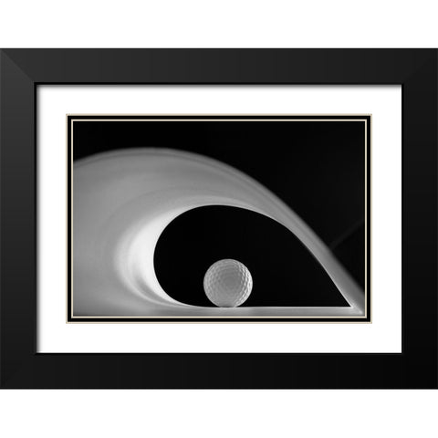 Golf Ball Black Modern Wood Framed Art Print with Double Matting by Azevedo, Olavo