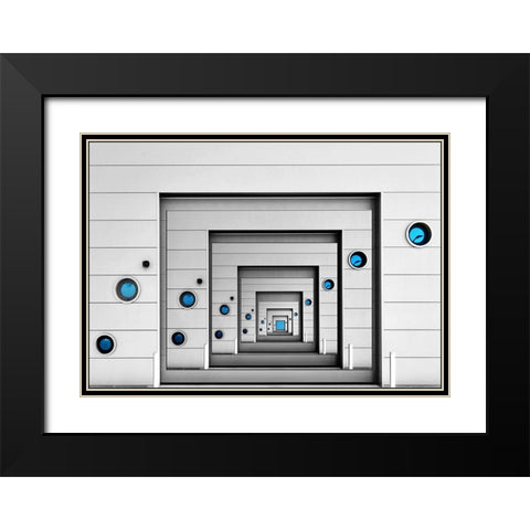 Blue Desire Black Modern Wood Framed Art Print with Double Matting by van Maastricht, Henk