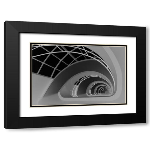 Antwerp-Stairs Black Modern Wood Framed Art Print with Double Matting by Niezen, Jan