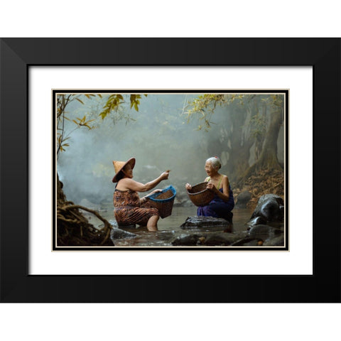 G O O D F R I E N D Black Modern Wood Framed Art Print with Double Matting by Whanset, Saravut