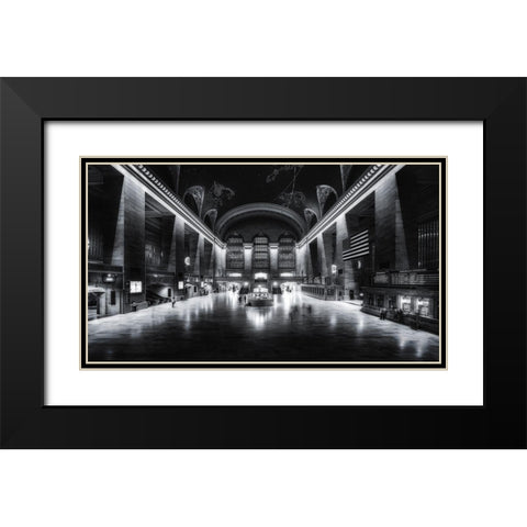 6:16 A.M. Black Modern Wood Framed Art Print with Double Matting by De La, Javier