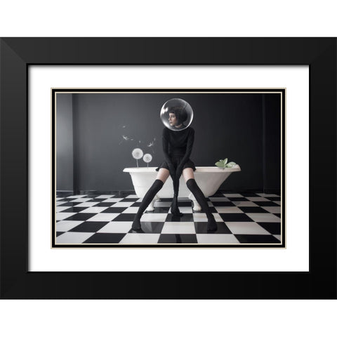 Oxygen Black Modern Wood Framed Art Print with Double Matting by Hardibudi