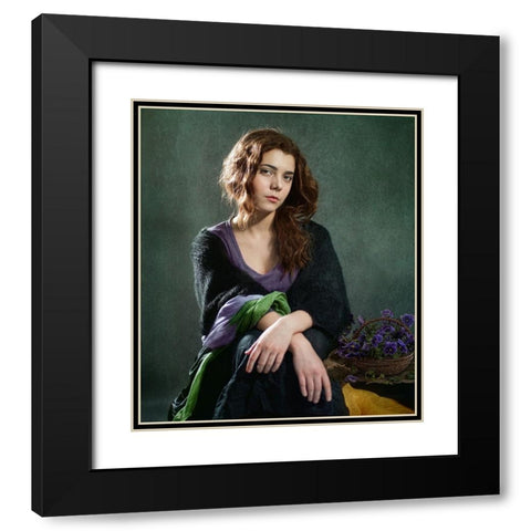 Violets ... Black Modern Wood Framed Art Print with Double Matting by Melik-Nubarova, Svetlana