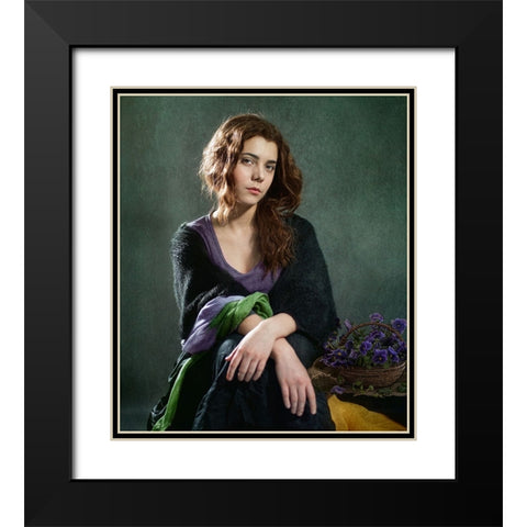 Violets ... Black Modern Wood Framed Art Print with Double Matting by Melik-Nubarova, Svetlana