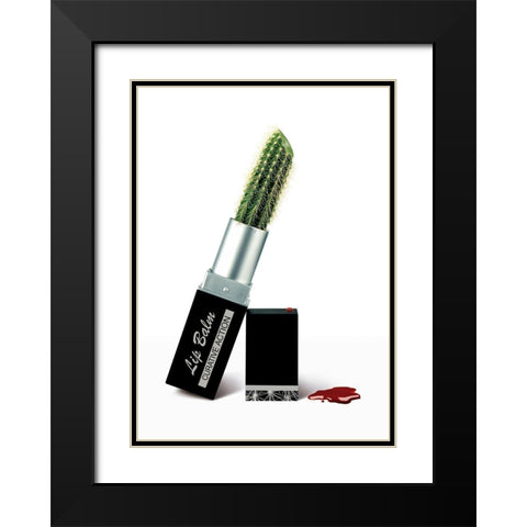 Lip Balm Black Modern Wood Framed Art Print with Double Matting by J.A.Basalo