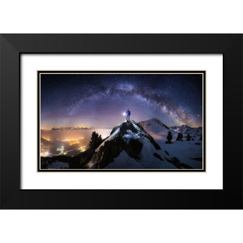 Per Aspera Ad Astra Black Modern Wood Framed Art Print with Double Matting by Nicholas Roemmelt, Dr.