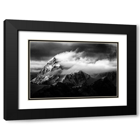 Rock And Wind Black Modern Wood Framed Art Print with Double Matting by Cheminade, Sebastien