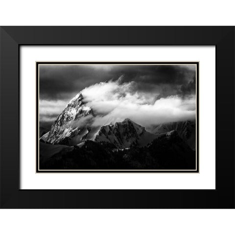 Rock And Wind Black Modern Wood Framed Art Print with Double Matting by Cheminade, Sebastien