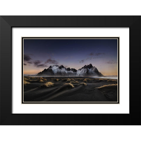 Stokksnes Vi Black Modern Wood Framed Art Print with Double Matting by Pablo De, Juan