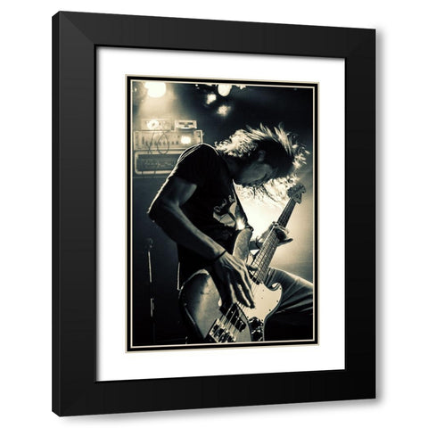 Playing Bassguitar Black Modern Wood Framed Art Print with Double Matting by Nakamatsu, Kenji
