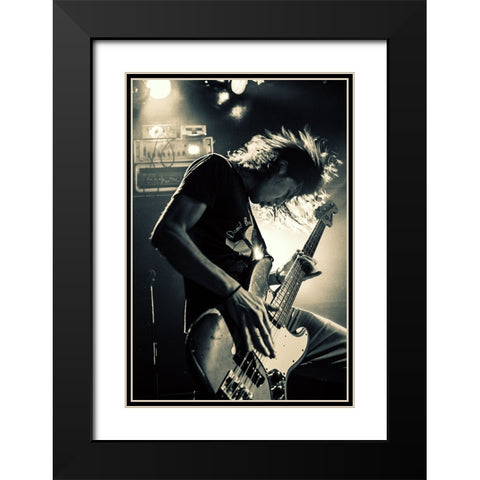 Playing Bassguitar Black Modern Wood Framed Art Print with Double Matting by Nakamatsu, Kenji