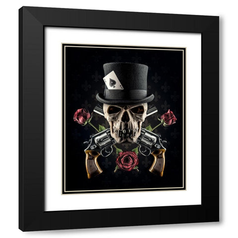 Guns And Roses Black Modern Wood Framed Art Print with Double Matting by Damsten, Petri