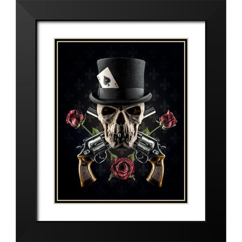 Guns And Roses Black Modern Wood Framed Art Print with Double Matting by Damsten, Petri