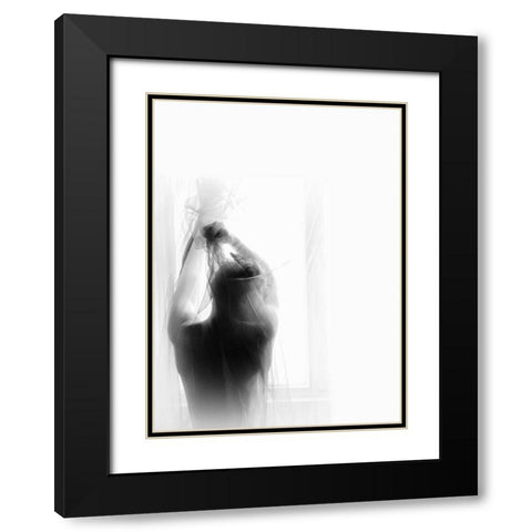 Morning Black Modern Wood Framed Art Print with Double Matting by Haghi, Babak