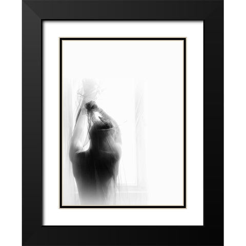 Morning Black Modern Wood Framed Art Print with Double Matting by Haghi, Babak