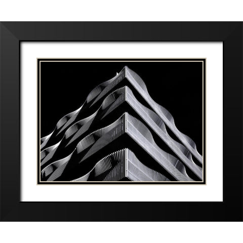 Wave Black Modern Wood Framed Art Print with Double Matting by Van Zaane, Alida