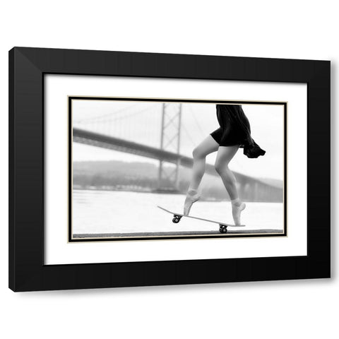 Skater Girl Black Modern Wood Framed Art Print with Double Matting by Ashton-Jones, Howard