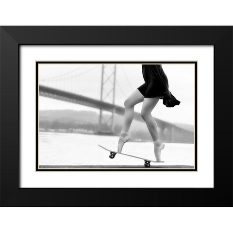 Skater Girl Black Modern Wood Framed Art Print with Double Matting by Ashton-Jones, Howard