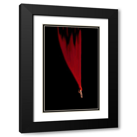 Falling Star Black Modern Wood Framed Art Print with Double Matting by Momanu, Mirela
