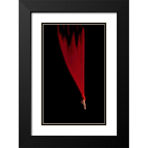 Falling Star Black Modern Wood Framed Art Print with Double Matting by Momanu, Mirela