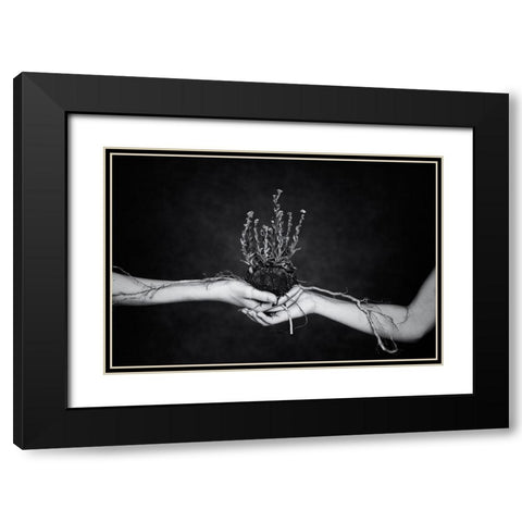 Connected Black Modern Wood Framed Art Print with Double Matting by Delrue, Mirjam