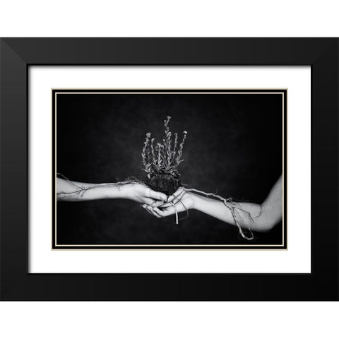 Connected Black Modern Wood Framed Art Print with Double Matting by Delrue, Mirjam
