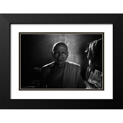 Practice Asceticism Black Modern Wood Framed Art Print with Double Matting by Isobe, Shinji