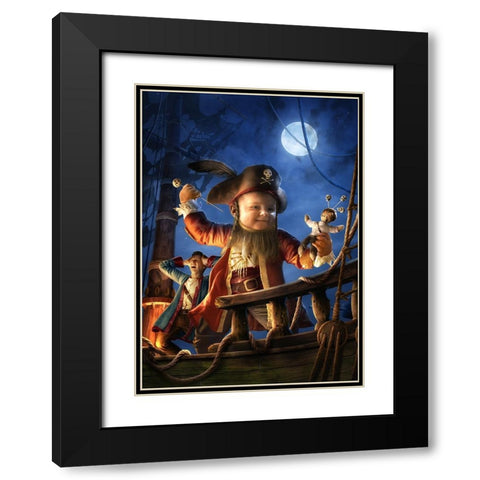 Voodoo Child Black Modern Wood Framed Art Print with Double Matting by Kiciak, Christophe
