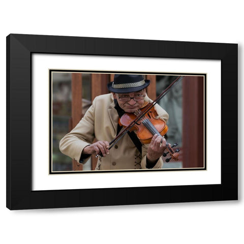 Old Violin Black Modern Wood Framed Art Print with Double Matting by Coanda, Carla