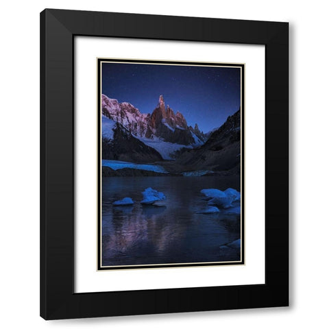 Laguna Torre - A Frozen Night Black Modern Wood Framed Art Print with Double Matting by Zhang, Yan