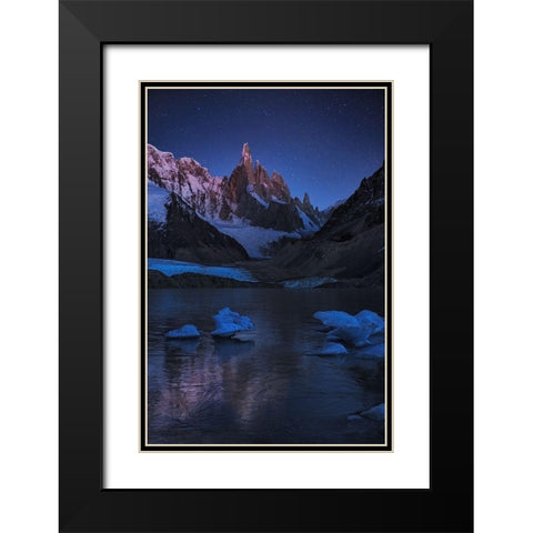 Laguna Torre - A Frozen Night Black Modern Wood Framed Art Print with Double Matting by Zhang, Yan