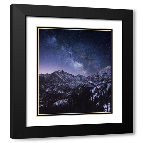 Milky Way Over Longs Peak Black Modern Wood Framed Art Print with Double Matting by Xu, Mei
