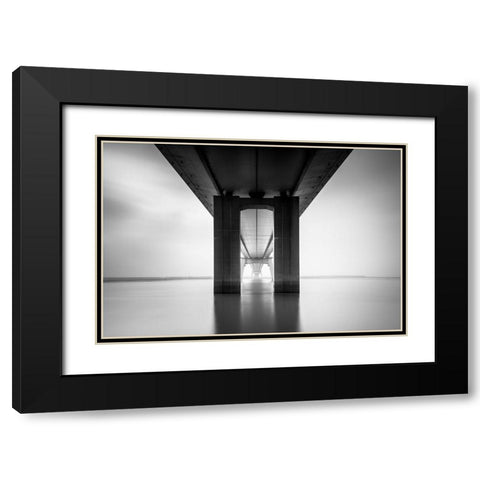 Nanjing Yangtze River Bridge Black Modern Wood Framed Art Print with Double Matting by Ai, Qing
