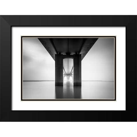 Nanjing Yangtze River Bridge Black Modern Wood Framed Art Print with Double Matting by Ai, Qing