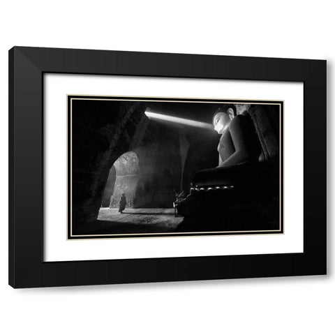 The Great Buddha Black Modern Wood Framed Art Print with Double Matting by Song, Gunarto