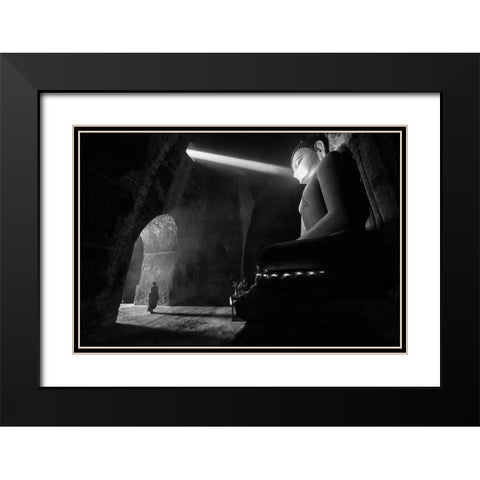 The Great Buddha Black Modern Wood Framed Art Print with Double Matting by Song, Gunarto