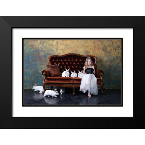Qthe Riddleq Or Qhow Many Rabbits Are There On The Photoq? Black Modern Wood Framed Art Print with Double Matting by Ivanova, Victoria