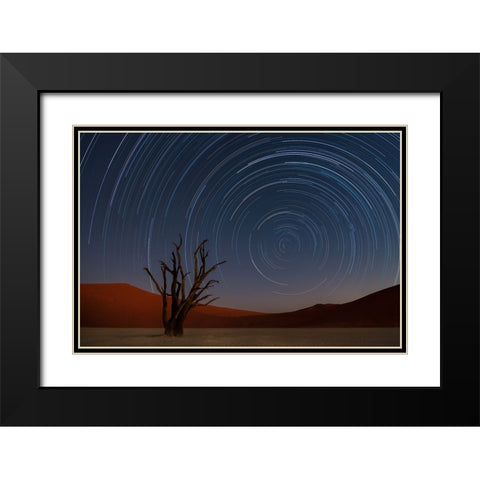 Star Trails Of Namibia Black Modern Wood Framed Art Print with Double Matting by Deakin, Karen