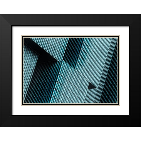 Lines And Angles Black Modern Wood Framed Art Print with Double Matting by Dixon, Colin